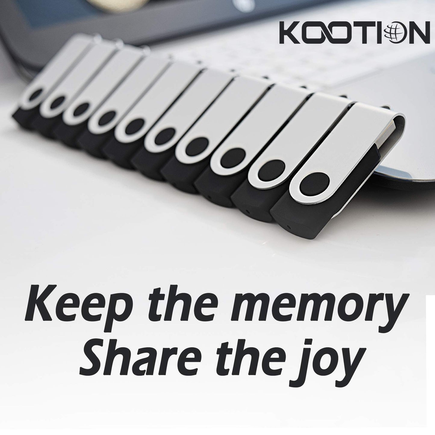 KOOTION 10PCS 2GB USB Flash Drives USB 2.0 Flash Drives Memory Stick Fold Storage Thumb Drive Pen Swivel Design Black