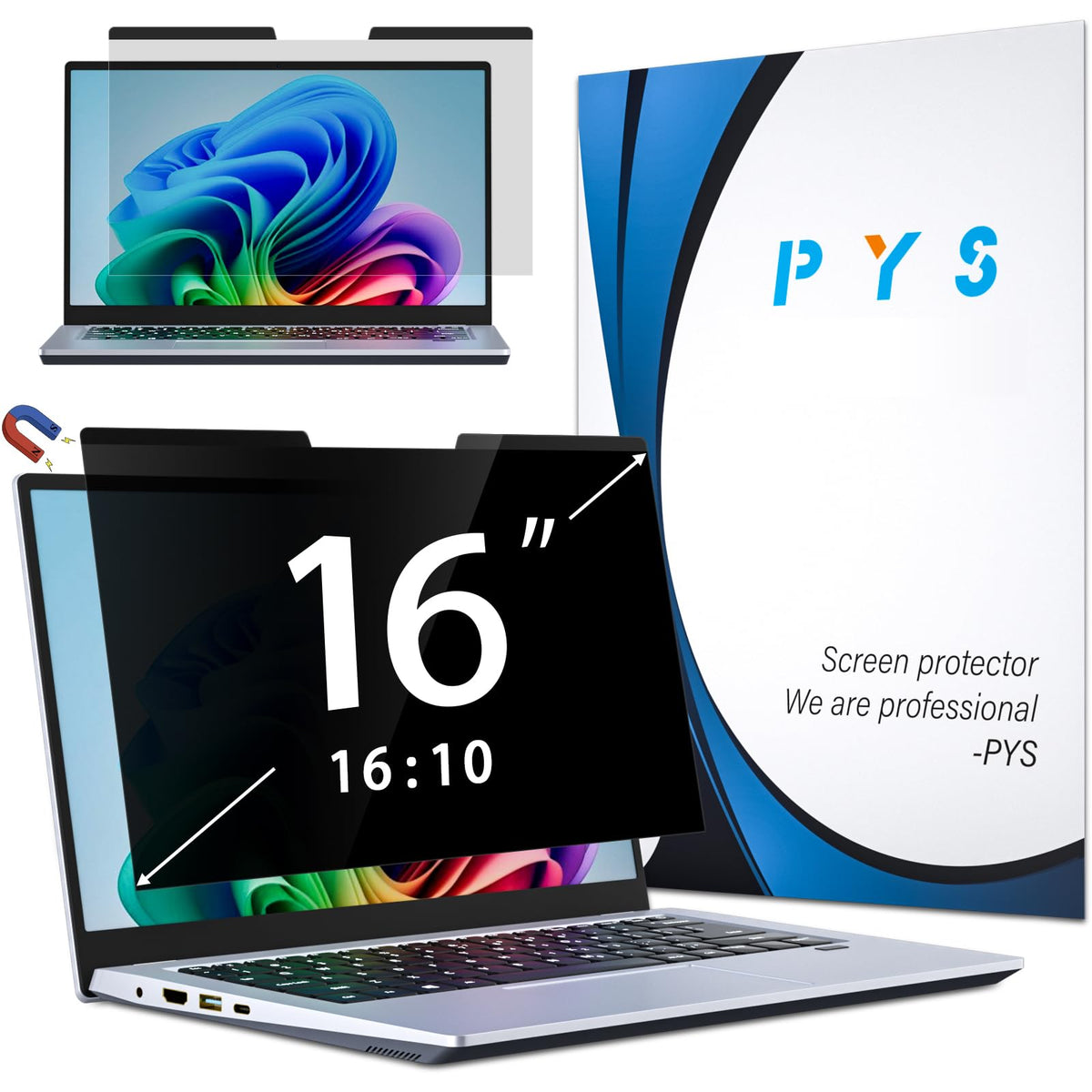PYS Magnetic Privacy Screen for MacBook Air 15.3 Inch (2025/2024/2023, M4, M3, M2 Chip) - Removable Anti-Glare Protector with Camera Cover Slide, Anti-Blue Light Filter for Mac Air 15.3" Laptop