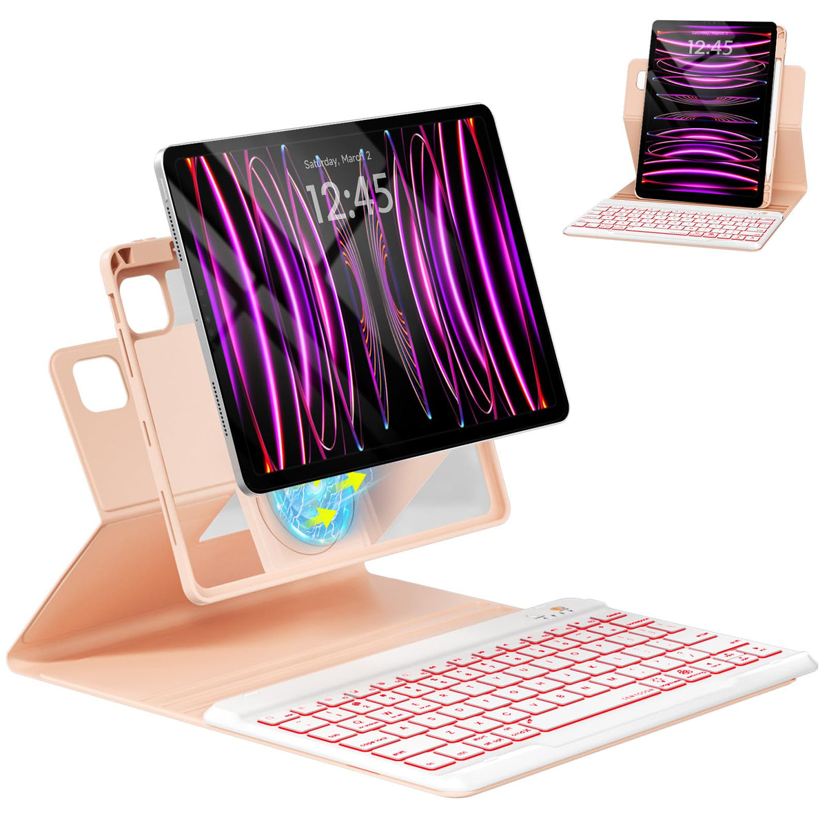 OPAKIT Magnetic Keyboard Case for iPad Air 11-inch (M2 2024) & Pro 11 1st/2nd/3rd/4th,360 Rotation Detachable & 7 Color Backlit BT Keyboard Cover for ipad Air 5th 4th Generation 10.9 inch(Teal)