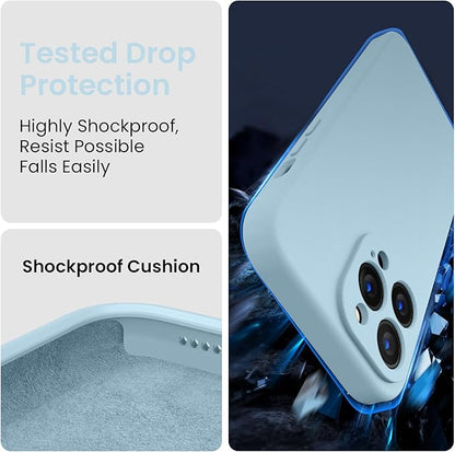 FireNova Designed for iPhone 13 Pro Case, Silicone Upgraded [Camera Protection] Phone Case with [2 Screen Protectors], Soft Anti-Scratch Microfiber Lining Inside, 6.1 inch, Sky Blue