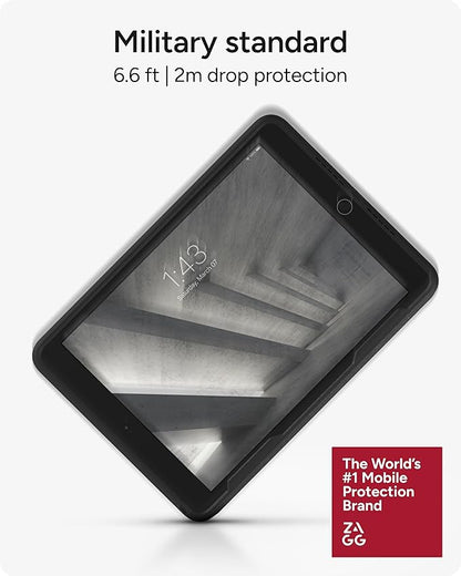 ZAGG Rugged Book iPad Case with Detachable Magnetic-Hinged Keyboard for iPad Air 3, iPad Pro 10.5" & 10.2" (9th Gen), Multi-Device Bluetooth, Apple Pencil Holder, Long-Lasting Battery, Wireless, Black