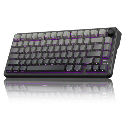 RedThunder K75 Wireless Mechanical Gaming Keyboard with Knob, 75% Layout Creamy Keyboard with Side RGB Light, Pre‑lubed Linear Switches, Side‑engraved PBT Keycaps, Wireless Wired BT 5.0, Gradient Gray