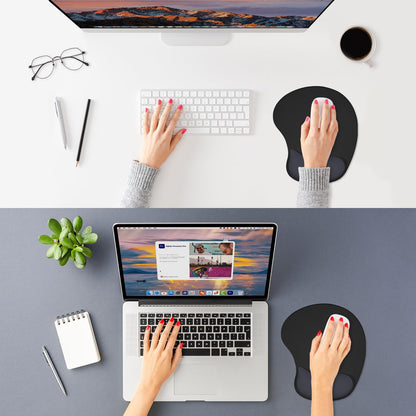 ITNRSIIET Ergonomic Mouse Pad, Cushioned Gel Wrist Rest, Non-Slip Base, Smooth Surface, Compatible with All Mice for Office & Gaming, Desk Accessory, 9.5 x 8.2 inch, Black Gray Gradient