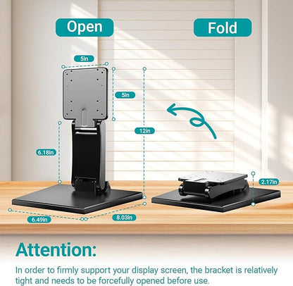 Jakeko Lay Flat Monitor Stand 24 inch - Low Foldable Monitor Stand Universal VESA 100 Adjustable