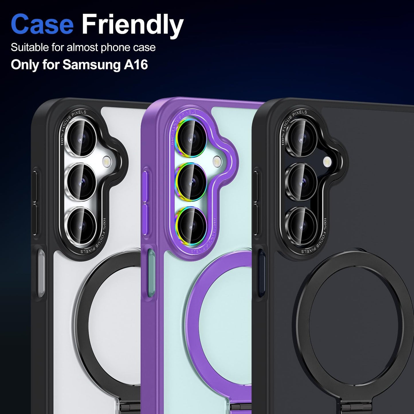 Avocase for Samsung Galaxy A16 Camera Lens Protector, Individual Metal Ring Tempered Glass Lens Cover, [Strong Adsorption] Scratch Resistant Ultra-Thin HD Clear Lens Cover, 1 Set-Black Ring