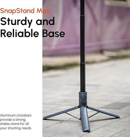 ShiftCam SnapStand Max – Magnetic Selfie Stick & Tripod – Compact, Foldable & Extendable with Tilt Head and Magnetic Bluetooth Remote (Stone, SnapStand Max)