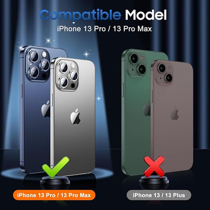 UniqueMe 3 Packs Compatible for iPhone 13 Pro Max/iPhone 13 Pro Camera Lens Protector Acrylic [Not Glass],[Case Friendly][Scratch-Resistant][Night Shooting Mode]-Glitter Silver