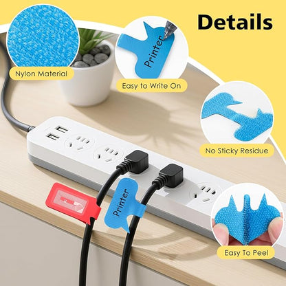 24 Set Smart NFC Cable Labels - 8 Colors Reusable Write-On Wire Labels with Blank NFC Tags, Programmable Cord Identification Labels for Electronics Cable Management, Oval and Rectangle