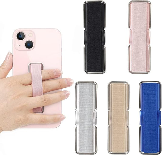 CISID Phone Grip, 5 Pcs Phone Strap Holder for Hand Phone Loop Finger Holder Suitable for iPhone Samsung and Most Smartphones(Black, Silver,Rose Gold,Gold,Blue 5PCS)