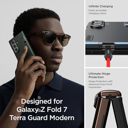 VRS DESIGN Terra Guard Modern for Galaxy Z Fold 7 (2025) – Magnetic Phone Case with Built-in Screen Protector, Rugged Dual Layer Protection & Spring-Loaded Hinge Cover (Ice Blue)
