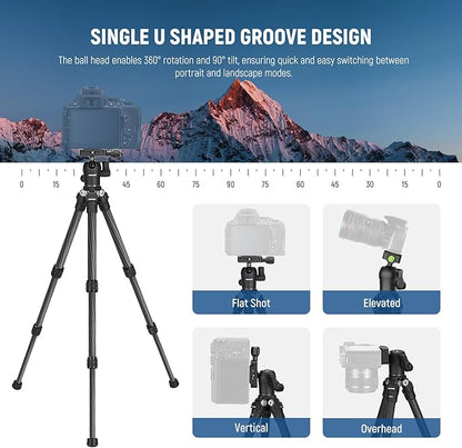 NEEWER TP09 Carbon Fiber Mini Tripod Compatible with iPhone, 20" Lightweight Compact Travel Desktop Tripod Stand with Ball Head, Phone Holder, Remote for Phone DSLR Camera Video Camcorder Webcam