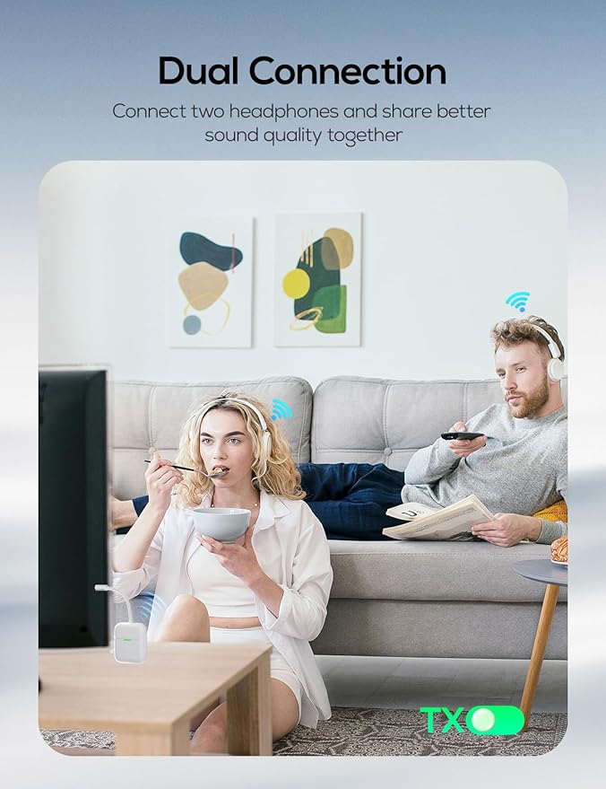 Nulaxy Air in-Flight Bluetooth Wireless Audio Transmitter Receiver for up to 2 AirPods & Wireless Headphones, Bluetooth Adapter for All 3.5mm Jacks on Airplanes, Gym Equipment, TVs & Gaming Consoles