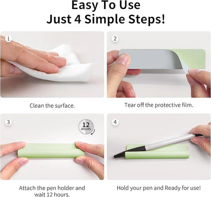 ELETIUO Pencil Holder For Most Pens,Pencils,Self-Adhesive Stick To Notebooks,Diary,Desks,Whiteboards Or Any Surface,Silicone Pen Holder For Home,Office And Desk Organization,Green