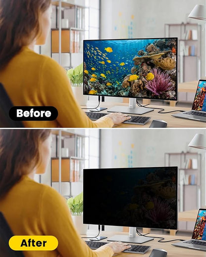 F FORITO 24 Inch 16:9 360°Privacy Screen Protector for Computer Monitor, Removable Eye Protection Anti Blue Light Anti Glare Computer Screen Privacy Shield for All 24" Widescreen Monitors