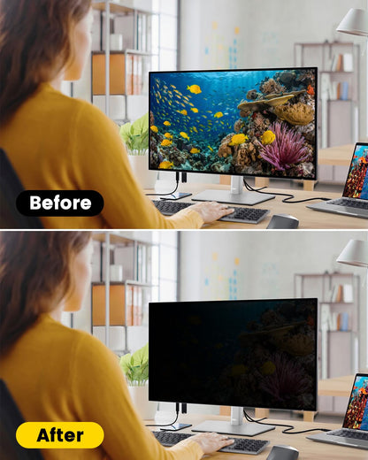 F FORITO 23.8 Inch 16:9 360°Privacy Screen Protector for Computer Monitor, Removable Eye Protection Anti Blue Light Anti Glare Computer Screen Privacy Shield for 23.8" Widescreen Monitors