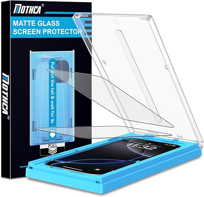 Mothca 2 Pack Matte Glass Screen Protector for iPhone 16 / iPhone 15 (6.1 inch) [Auto Fit Box Dust-Free] Full Coverage Anti-Glare & Anti-Fingerprint Tempered Glass, Bubble Free, Smooth as Silk