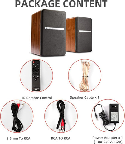 SINGING WOOD BT25 Powered Bluetooth Bookshelf Speakers with Subwoofer Output, 80W Hi-Fi Active 2.0 Stereo System, Optical/RCA Inputs, Studio Monitors for Home Theater, PC Gaming, Turntable
