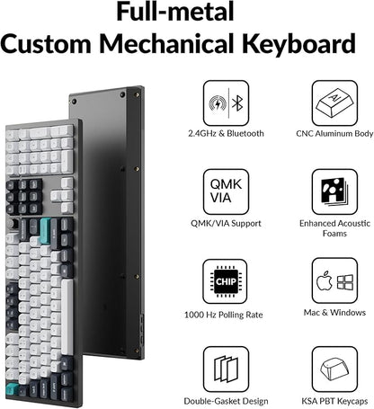Keychron Q6 Max QMK/VIA Bluetooth Wireless /2.4 GHz/USB-C Wired Custom Mechanical Keyboard, Full Size Programmable Knob RGB Backlit Hot-Swappable Gateron Brown Switch for Mac Windows Linux - Black