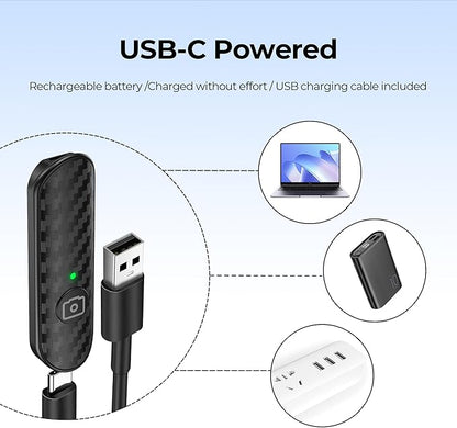 ATUMTEK Bluetooth Remote Shutter, Carbon Fiber Design, Rechargeable Camera Remote Control for iOS & Android Smartphones, Compact and Portable, with Type-C Charging, 10m Remote Range, Bluetooth 5.0
