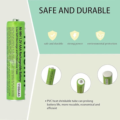 2 Pack NI-MH AAA Rechargeable Battery for Panasonic, 1.2V 1100mah AAA Rechargeable Batteries for Panasonic Cordless Phones Handset, Remote Controls, Electronics