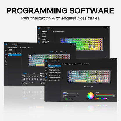 EPOMAKER Aula F108 Wireless Gaming Keyboard, Full Size Mechanical Keyboard with 4000mAh Battery, 108 Hot-Swappable and Programmable Keys, RGB Backlight, for Mac/PC/Android (White&Blue)