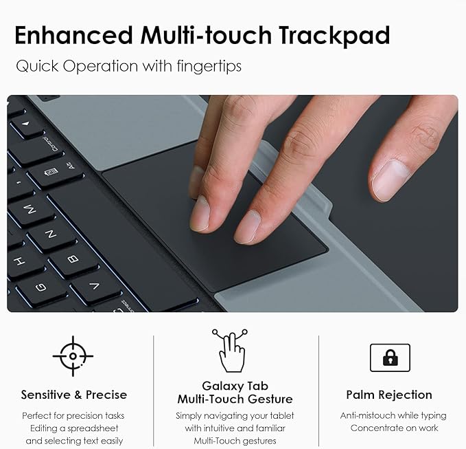 Nillkin for Samsung Galaxy Tab S10 FE 10.9” / S9 11" Case with Detachable Keyboard, 7-Color Backlit, Trackpad, S Pen Holder, Rugged Keyboard Case with Camera Cover for Samsung Tablet S10 FE 5G