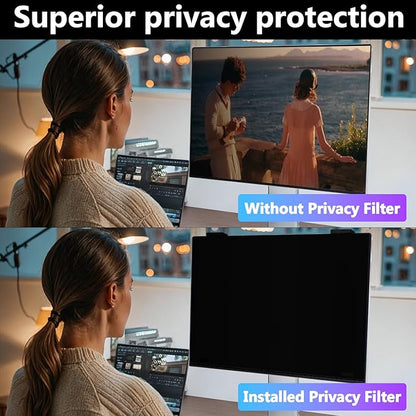 Magnetic Computer Privacy Screen Shield 23 Inch for Frameless Monitor Thin Bezel 16:9 Widescreen, Hanging Removable Anti Blue Light Privacy Filter Protector Eye Protection