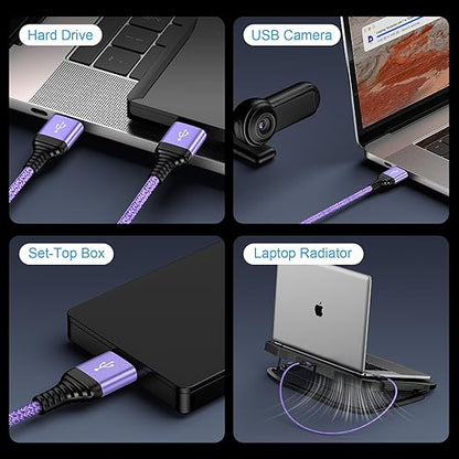 USB to USB, USB3.0 Cable 6FT Male to Male USB Cable, 3 Pack Double Ended USB3.0 A to A Data Transfer Cord for KVM Soundbar Monitor Laptop Cooler Fan Hard Drive Enclosures DVD Player TV Hub Set Up Box