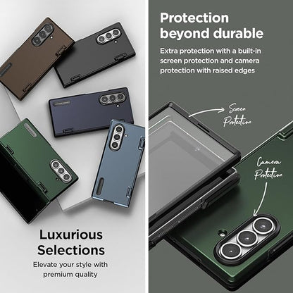 VRS DESIGN Terra Guard Modern for Galaxy Z Fold 7 (2025) – Magnetic Phone Case with Built-in Screen Protector, Rugged Dual Layer Protection & Spring-Loaded Hinge Cover (Navy)