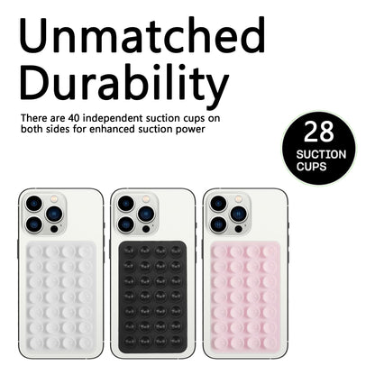Silicone Double-Sided Suction Phone Case Detachable Mount, Fidget Sticky Grip Phone Accessories, Teen Girl Gifts Trendy Stuff, Hands-Free Stand for ASMR/TikTok/Gym Creators (Small, White+BabyBlue)