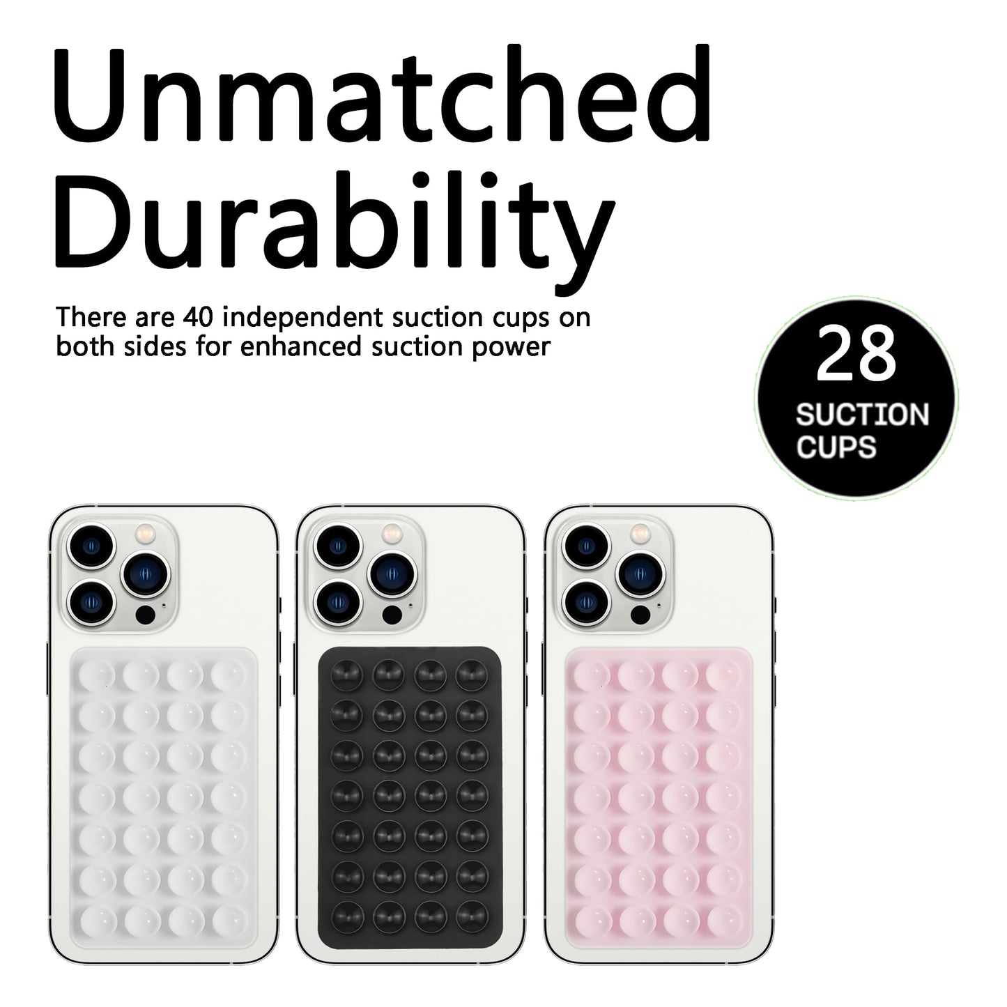 Silicone Double-Sided Suction Phone Case Detachable Mount, Fidget Sticky Grip Phone Accessories, Teen Girl Gifts Trendy Stuff, Hands-Free Stand for ASMR/TikTok/Gym Creators (Small, White+BabyBlue)