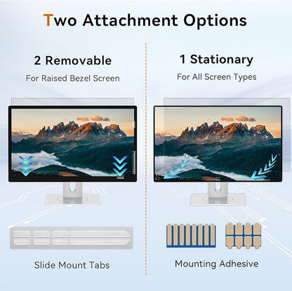 23.8 Inch Computer Privacy Screen Filter for 16:9 Aspect Ratio Widescreen Monitor - Anti Glare Blue Light Filter, Removable Computer Monitor Privacy Shield, Anti-Scratch Screen Protector Film 23.8 in
