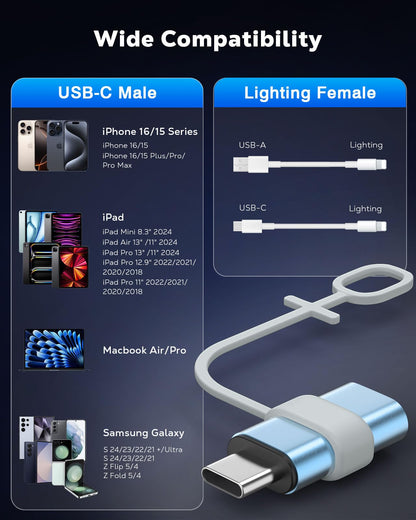 MoKo Lightning to USB-C Adapter for iPhone 17 16 15, Charge Only, 4 PCS