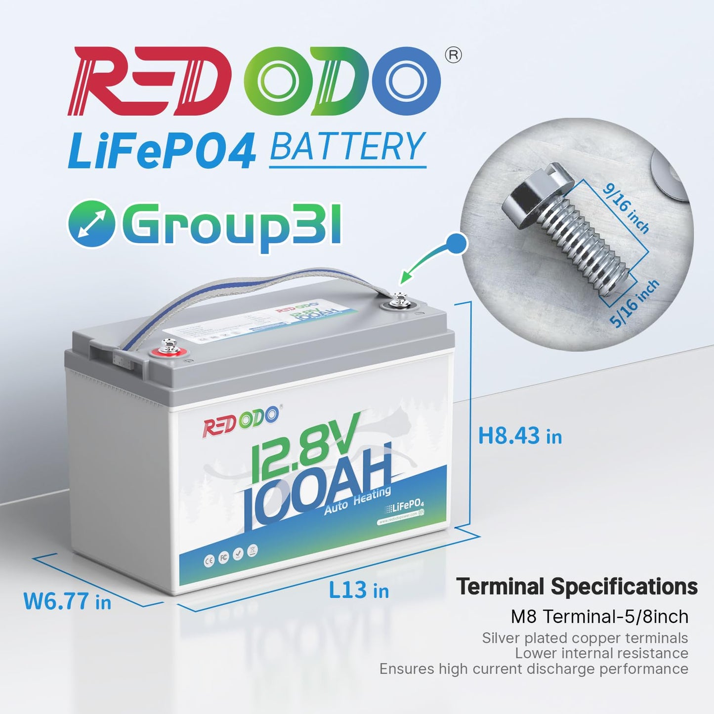 Redodo 12V 100Ah LiFePO4 Battery with Self Heating, Low Temperature Protection Group 31 Lithium Battery, Built in 100A BMS, 4000+ Deep Cycles, Perfect for RVs, Off-Grid in Cold Areas 2 Packs