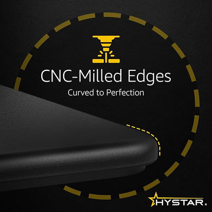 Hystar Aether Glass Gaming Mousepad | Micro-Etched Tempered Glass | Quiet, Ultra-Fast Glide | Full Anti-Slip Silicone Backing (Black, X-Large)