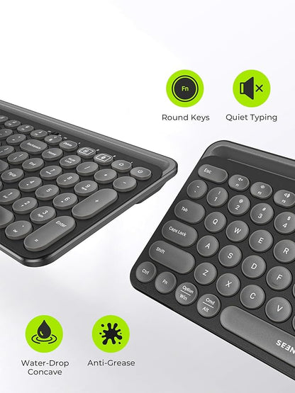 seenda Bluetooth Keyboard and Mouse for iPad, Multi-Device Bluetooth + 2.4G Wireless Keyboard Mouse with Tablet Holder for MacBook/Windows Computer, iOS/Andriod Tablet Phone, Black