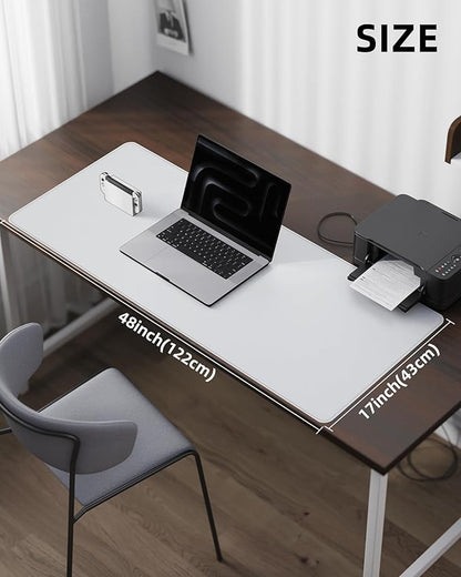 AFIING Large Desk Mat 55"x24" - Premium Non-Slip, Waterproof & Scratch-Resistant. Office Desk Protector Workspace Pad for Home/Office (White)
