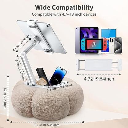 CreaDream Pumpkin Tablet Pillow Stand Holder for Kindle iPad, Adjustable Phone Pillow Stand for Lap Bed with Detachable Snack Bowl, Compatible with 4.7"-13" Tablet, iPad, iPhone, Samsung Tabs, Kindle