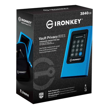 Kingston IronKey Vault Privacy 80 3.8TB External SSD | FIPS 197 | XTS-AES 256GB Encrypted | Touch Screen PIN | Secure Data Protection | IKVP80ES/3840G