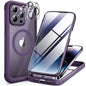 Miracase for iPhone 13 Case 6.1'',Full-Body Magnetic Clear Bumper Case with Built-in 9H Tempered Glass Screen Protector,Military Drop Protection Outdoor Phone Case — iPhone 14 Pro