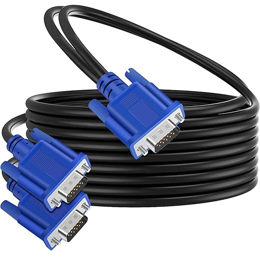 PASOW VGA Splitter Cable (No Screen Extension) 1 Male to 2 Male Dual Monitor Y Adapter 1080P Full HD for projectors, HDTVs, Monitors (5 Feet) - Only for Screen Duplication - Work for Identical Monitor