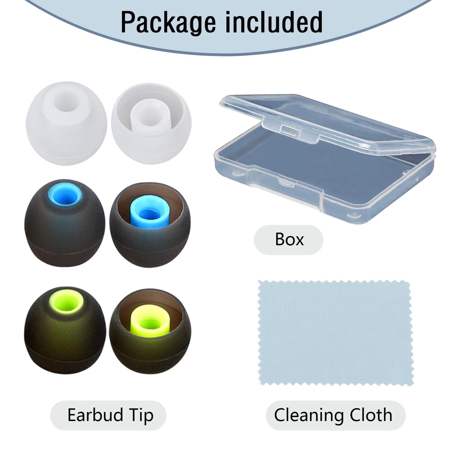 MMYQXI Silicone Replacement Earbud Tips for In-Ear Headphones (Inner Hole 3.8mm-5.1mm) - 9 Pairs, S/M/L