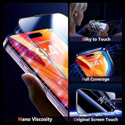 UniqueMe for iPhone 14 Pro Max Screen Protector - [Military Grade Shatterproof & 9H+ Hardness] Screen Protector 14 Pro Max Tempered Glass Full Coverage Protection, Easy Installation, 2 Packs