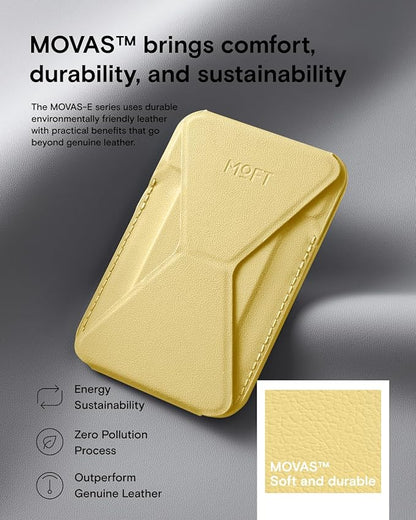 MOFT Magnetic Wallet Stand Compatible with iPhone 16/15/14/13/12 Series, Angle Adjustment & Magsafe Compatible MOVAS Phone Stand, Panna Cotta