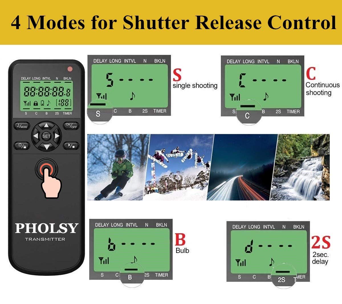 PHOLSY Camera Timer Remote Release Control with Intervalometer for Nikon