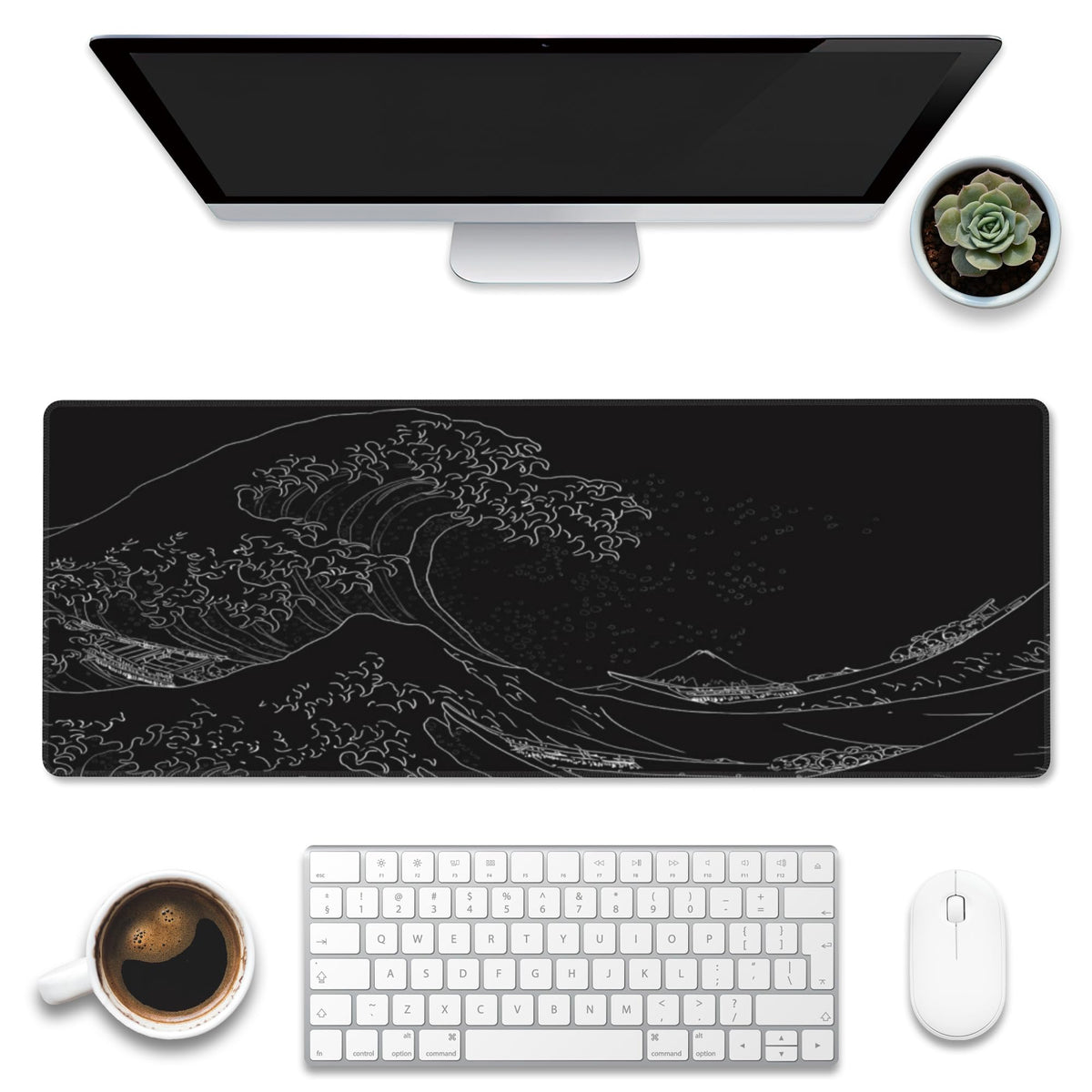 Eflxamz Large Gaming Mouse Pad for Desk,Cute Forest Mushroom Desk Mat,Starry Night Mushroom Desk Pad,Extended Big Computer Keyboard Mouse Pad with Non-Slip Base and Stitched Edge,35.4"x15.7"