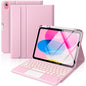 MoKo Touch Keyboard Case for iPad (A16) 11th/10th Gen,Nosegay Pink