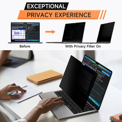 360° Privacy Screen for MacBook Pro 14 Inch (2021-2026, M1, M2, M3, M4, M5, Pro, Max), Anti Glare Blue Light Filter, Nano No Glue Anti Spy Black Protector for Mac Pro 14In Laptop Computer