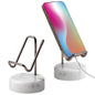 TransMarble Marble Phone Stand with Metal Holder, Charging Available While Using, Swipe Up to Unlock, Made of Natural Marble as Business Card Holder for Office Desk (Starry White + Black)