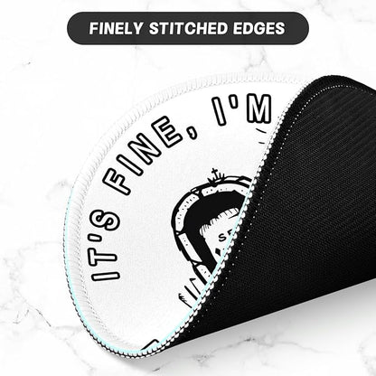 ITNRSIIET Round Mouse Pad with Stitched Edge Premium-Textured Waterproof Non-Slip Rubber Base Desktop Protection Mat Diameter 8.7 inches, Humorous Tombstone